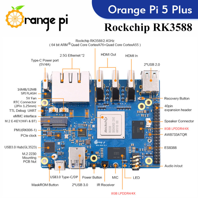 Orange Pi 5 Plus placa única p - Orange Pi 5 Plus 16Gb reseña y precio